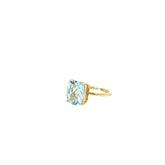 18K YELLOW GOLD 4CT CUSHION CUT CHECKER BOARD CUT TOPAZ RING